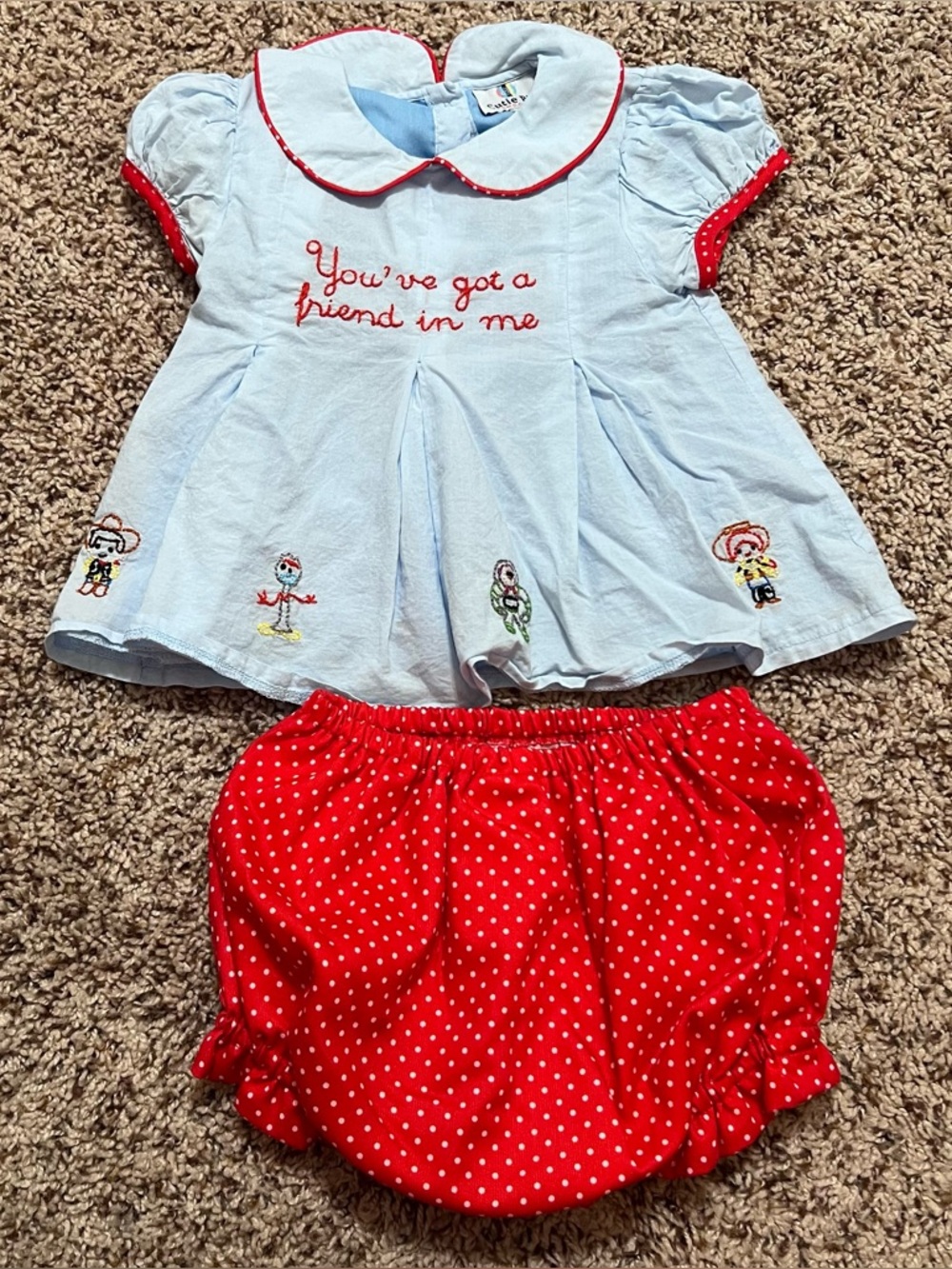 Cutie Pie Girls Toy Story Embroidered Short Sleeve Outfit Size 2T